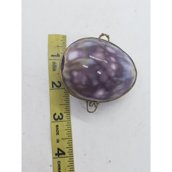 Vintage Handmade Cowrie Sea Shell Hinged Snuff Trinket Ring Stash Box Locket - Picture 10 of 11